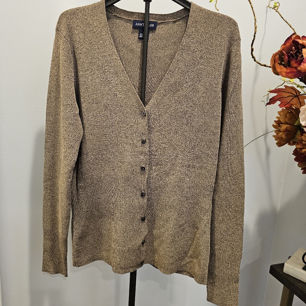 Ann Taylor Brown Button Up Cardigan Sweater Size Small